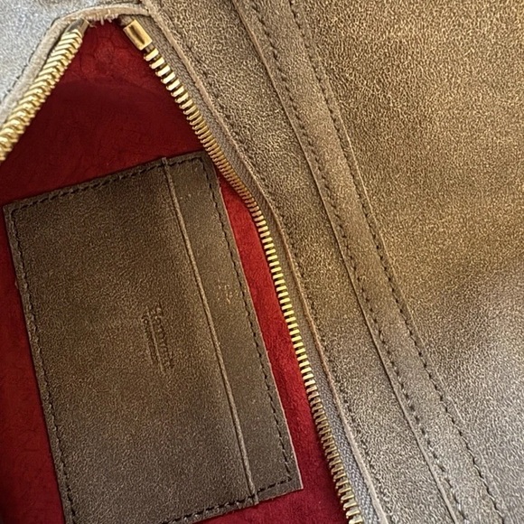 Elegant Gray Suede Clutch